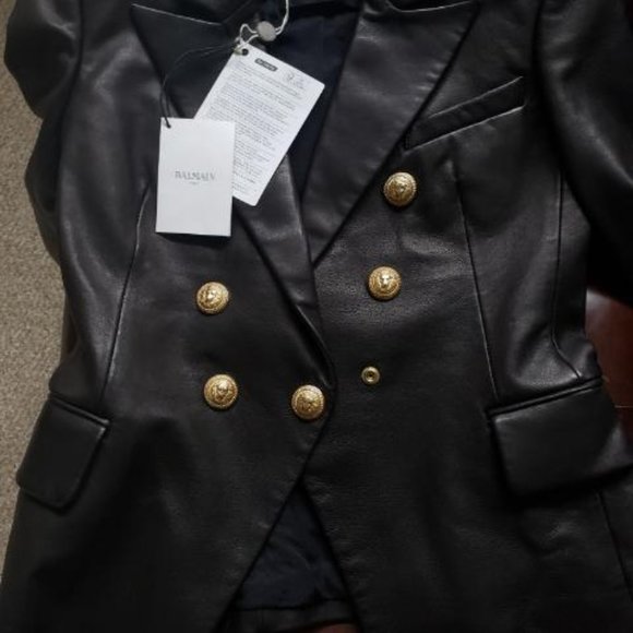 NWT BALMAIN LEATHER BLAZER SIZE:40 - Picture 5 of 6